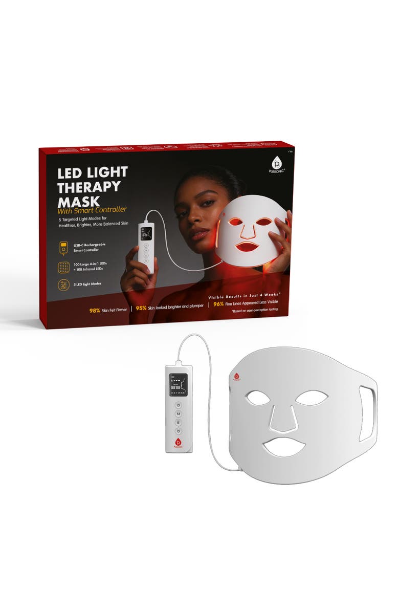 PURSONIC LED Light Therapy Mask with Smart Controller, Main, color, White