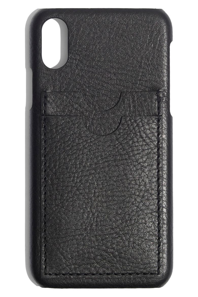 Card Slot Leather iPhone X/Xs Case, Main, color, TRUE BLACK