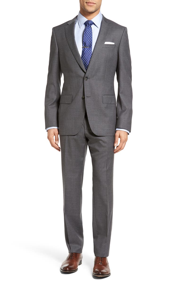 zzDNUHugo Boss BOSS Huge/Genius Trim Fit Check Wool Suit, Main, color, 