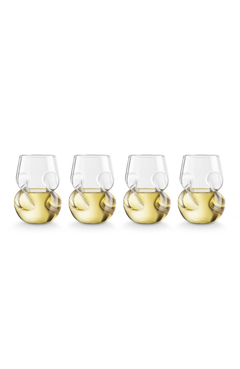 FINAL TOUCH Conundrum White Wine Glasses, Set of 4, Alternate, color, Clear
