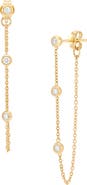 Frankie & Zoe 14K Yellow Gold Diamond Station Chain Front/Back Earrings