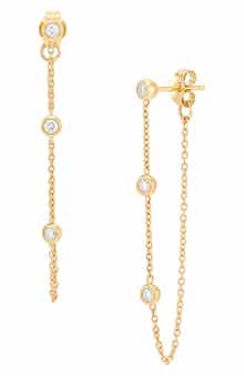 Frankie & Zoe 14K Yellow Gold Diamond Station Chain Front/Back Earrings