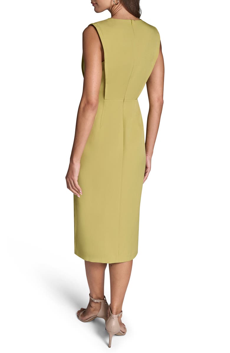 BCBG Stretch Crepe Sheath Midi Dress, Alternate, color, Sprout Green