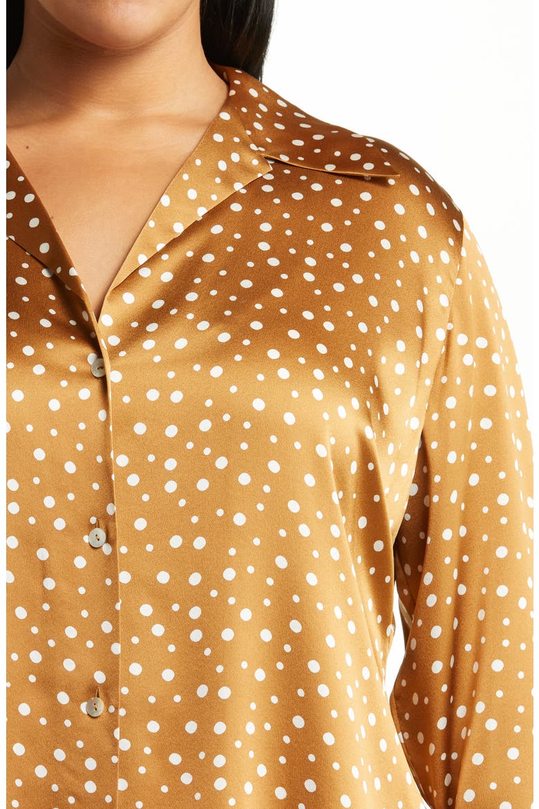 Dot Print Silk Blouse, Alternate, color, HONEY