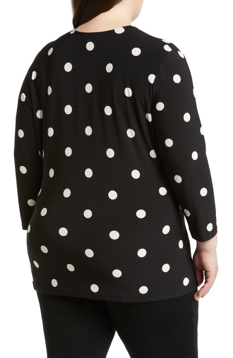 Anne Klein Dot Print Wrap Blouse, Alternate, color, Anne Black/ Anne White
