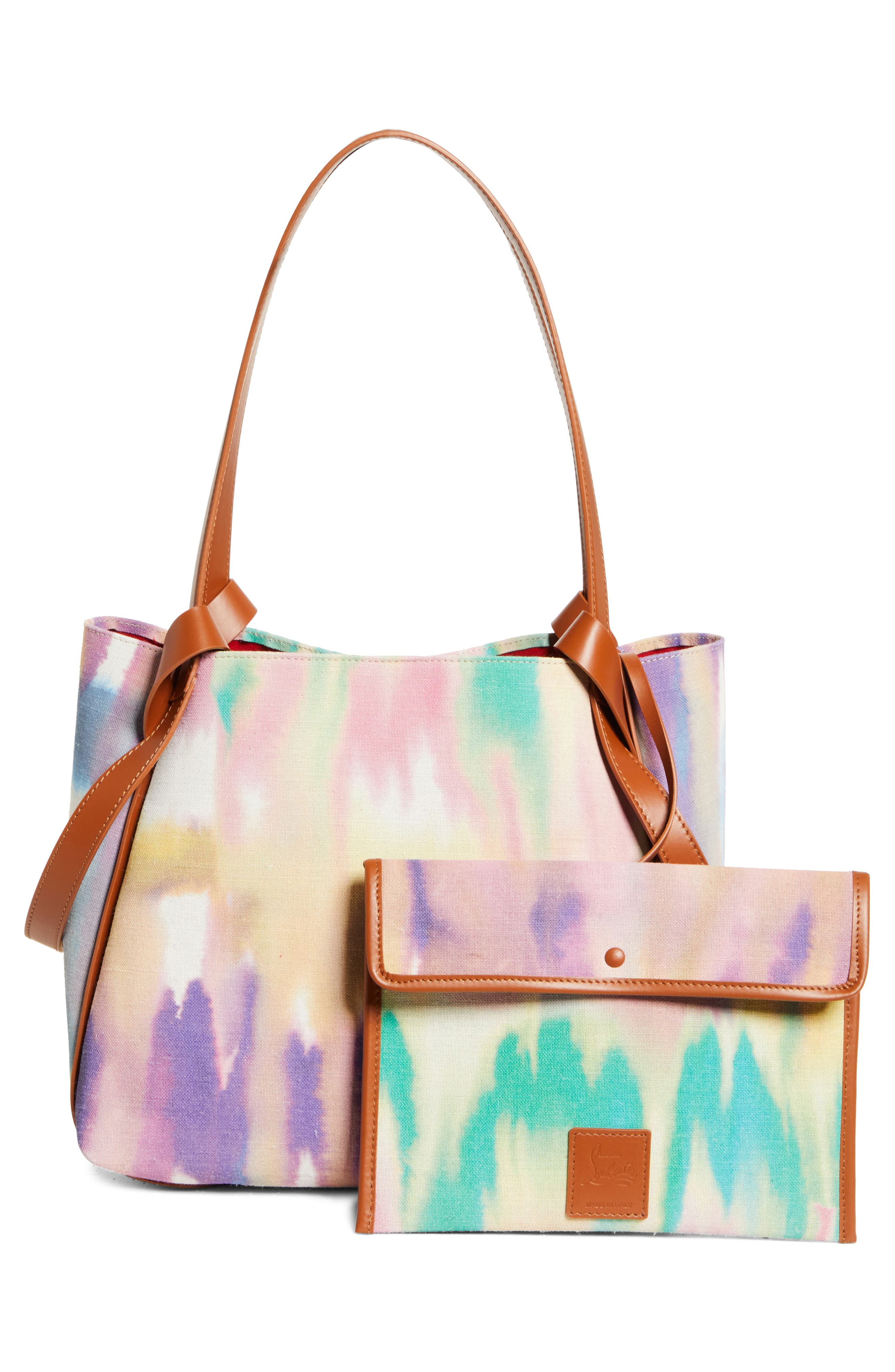 Christian Louboutin Small Bettina Tie Dye Canvas Tote, Alternate, color, M862 Multi/ Cuoio