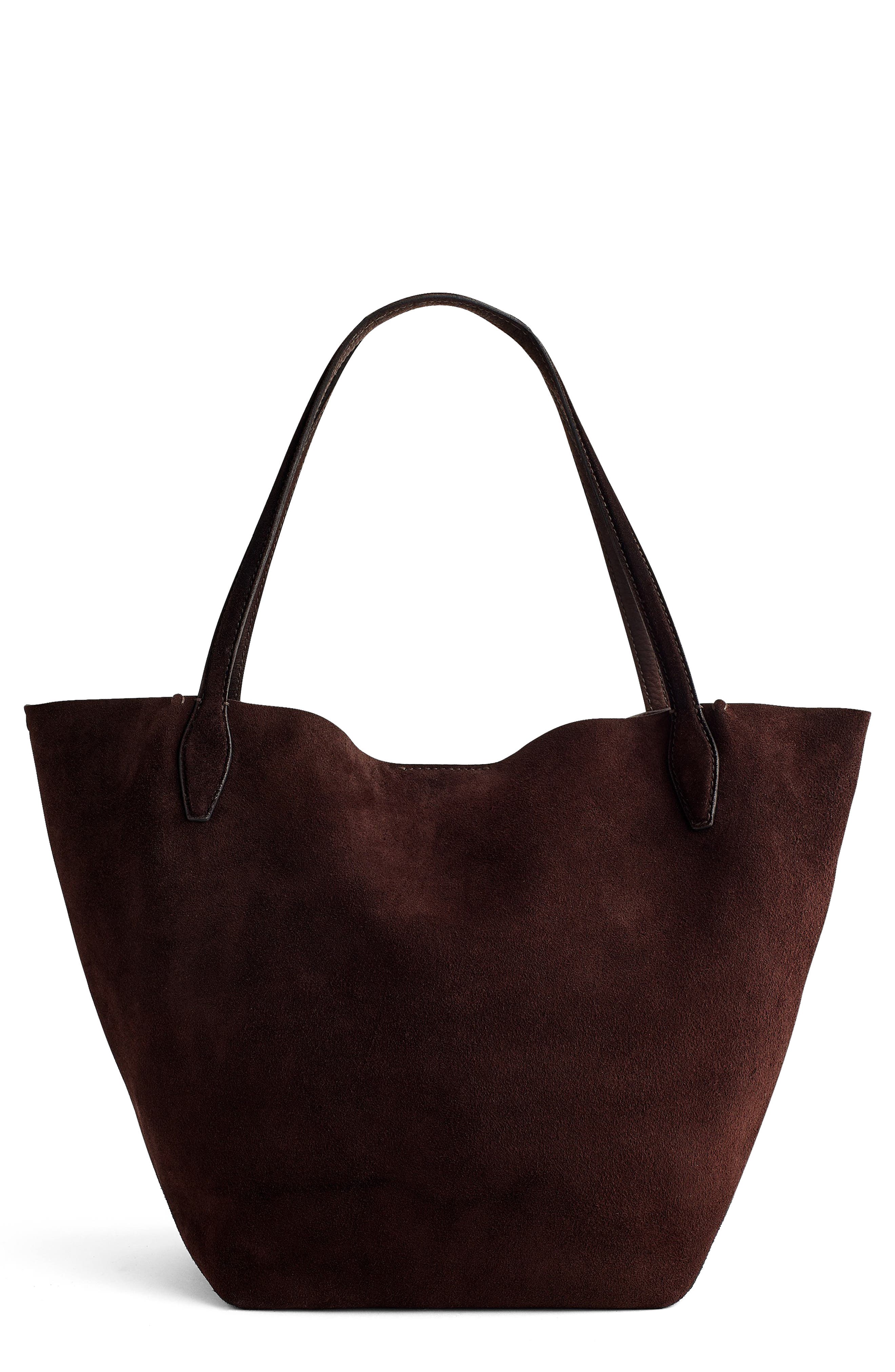 Madewell The Shopper Tote in Soft Grain Suede, Alternate, color, Dark Carob