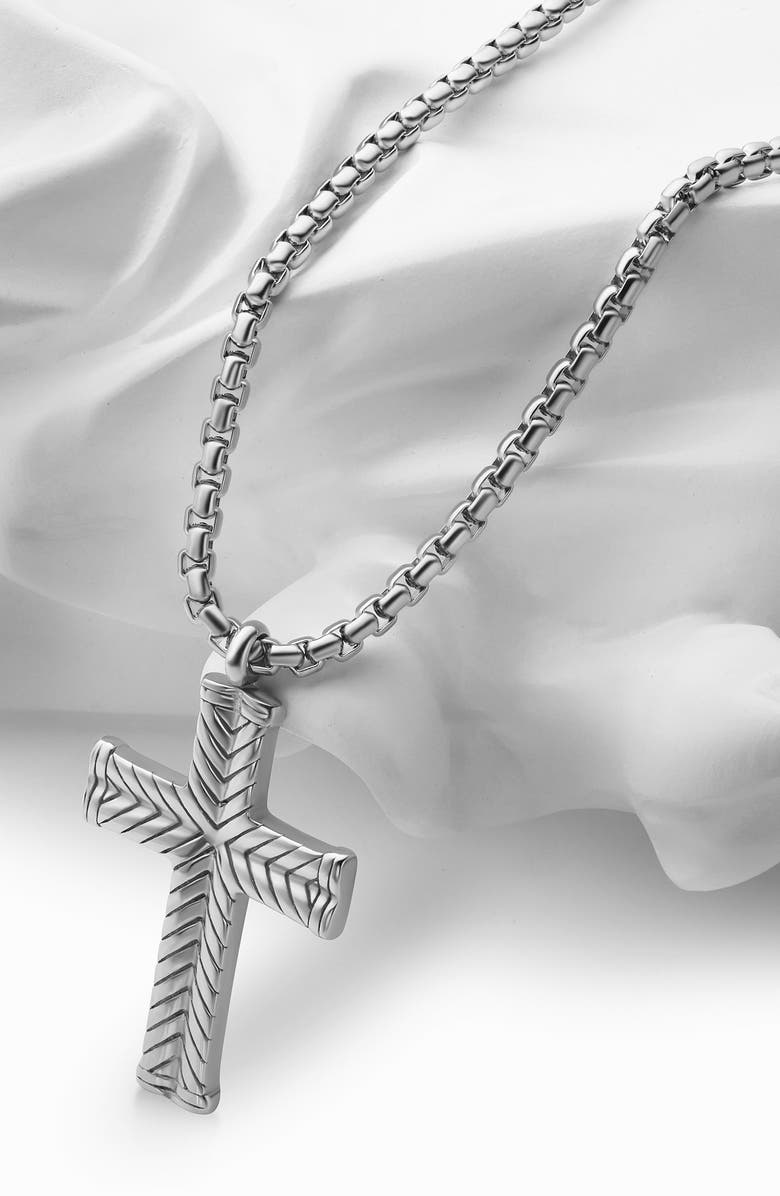 EDFORCE Chevron Cross Pendant Necklace, Alternate, color, Silver