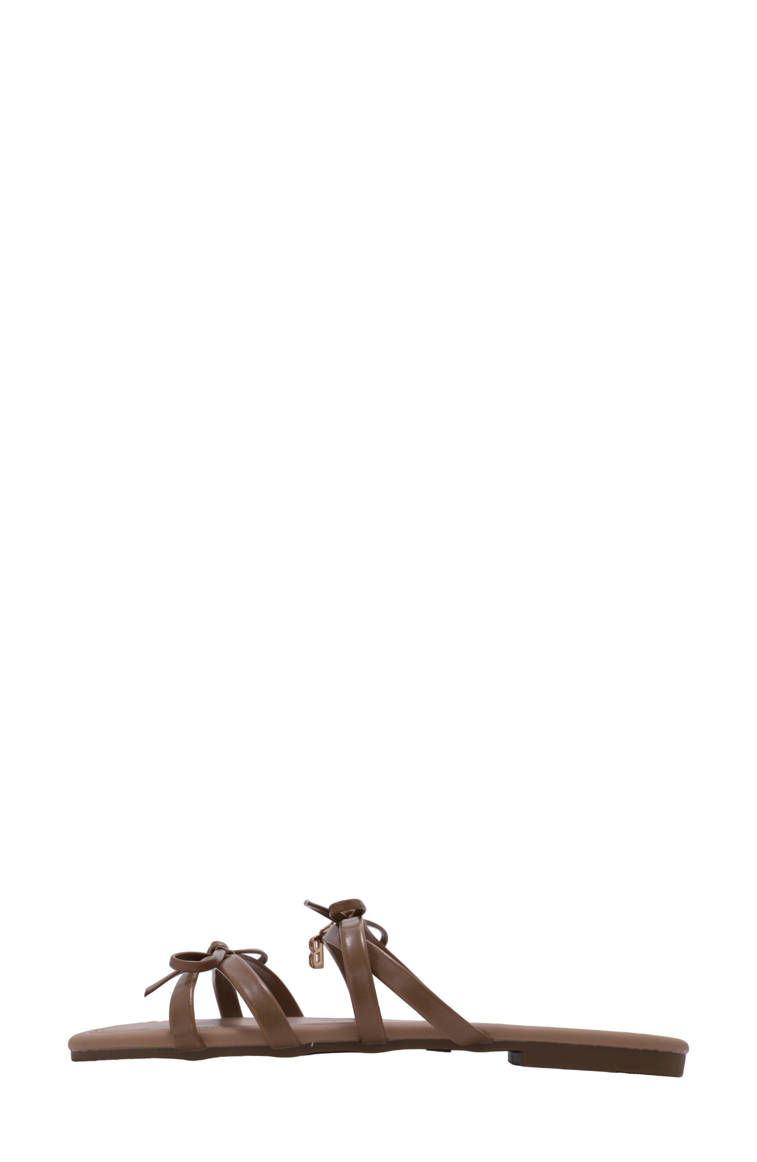 bebe Bow Strappy Sandal, Alternate, color, Tan