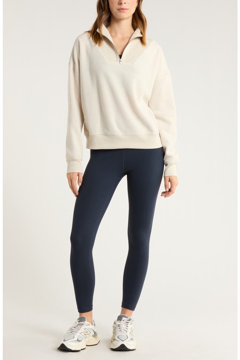 Cozy Bouclé Quarter Zip Sweatshirt, Alternate, color, BEIGE SEASHORE