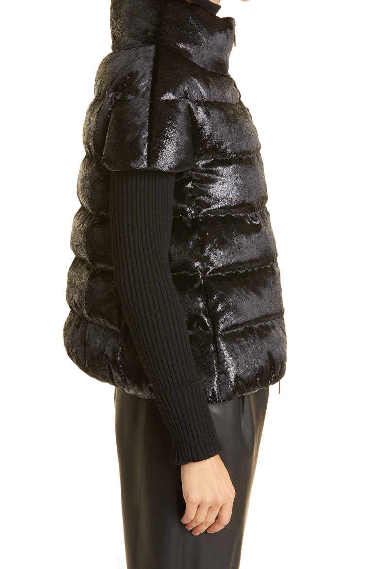 Cap Sleeve Quilted Down Jacket, Alternate, color, BLACK