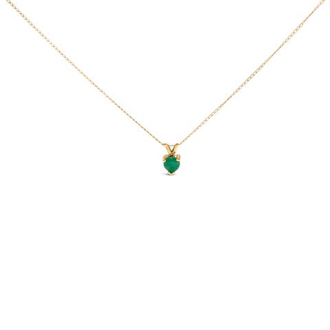 14K Gold 5X5 MM Heart Shaped Gemstone Solitaire Pendant Necklace