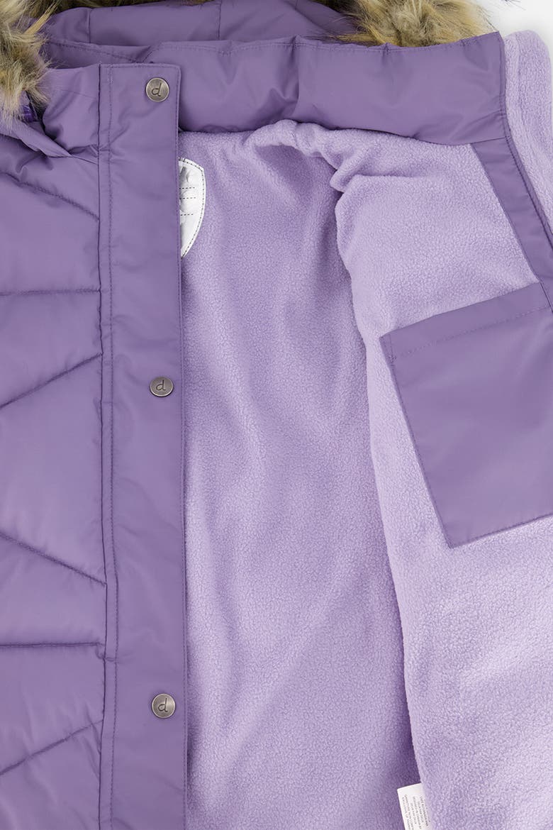 Long Diamond Quilted Faux Fur Hood Puffer Coat, Alternate, color, Violet