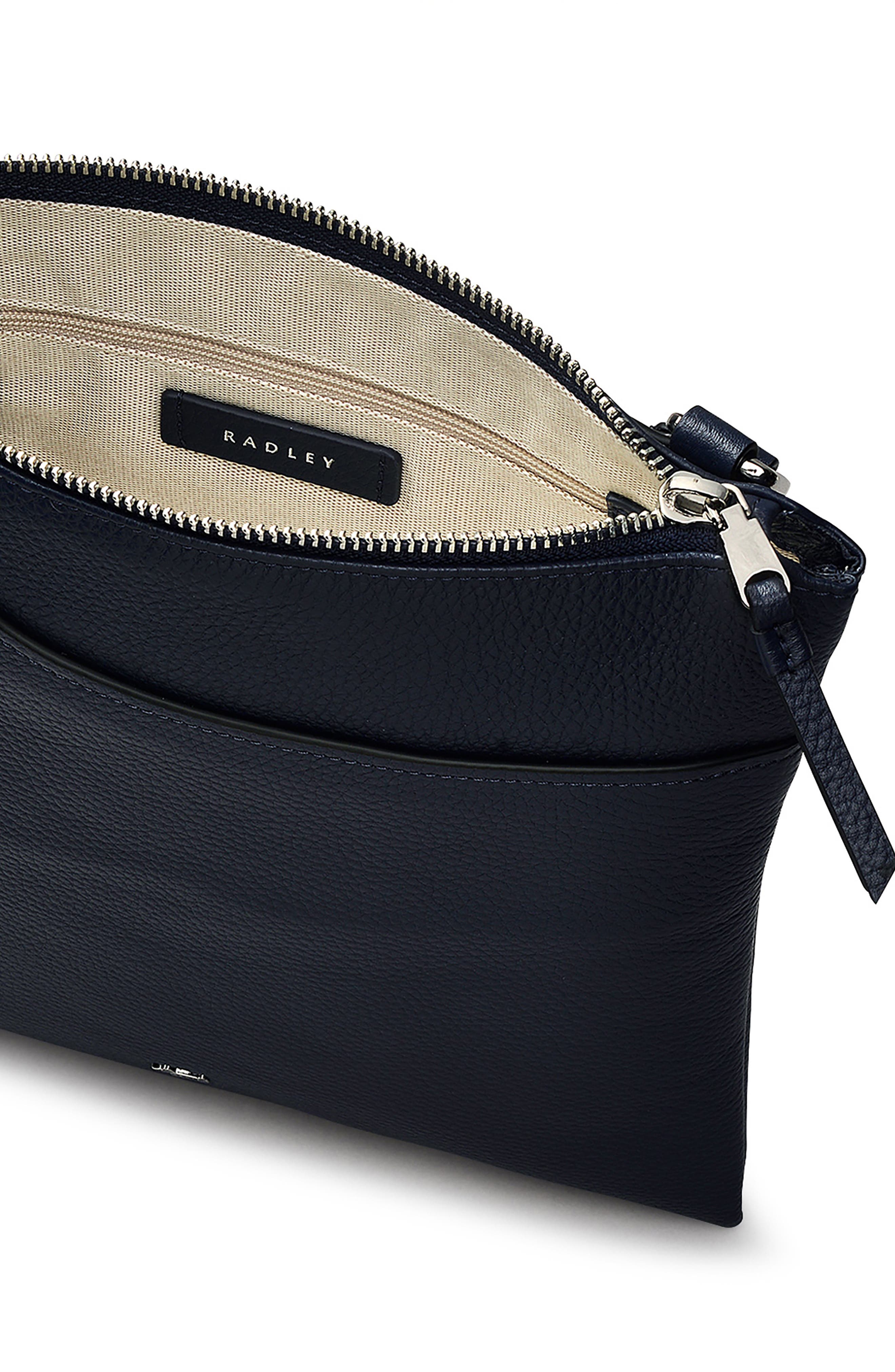 Radley Pockets Soft 2.0 Medium Zip Top Leather Crossbody Bag, Alternate, color, Dark Navy Ink