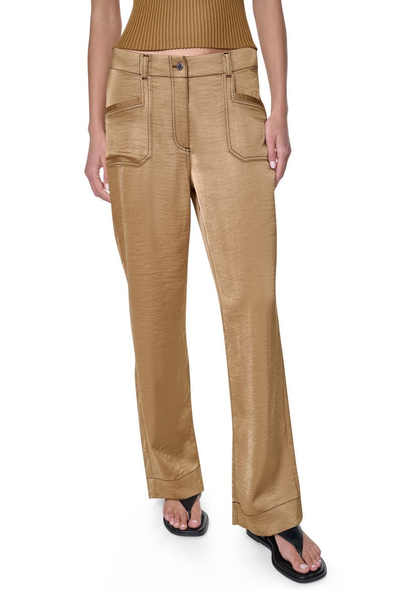 Contrast Stitch Straight Leg Pants, Main, color, DUNE