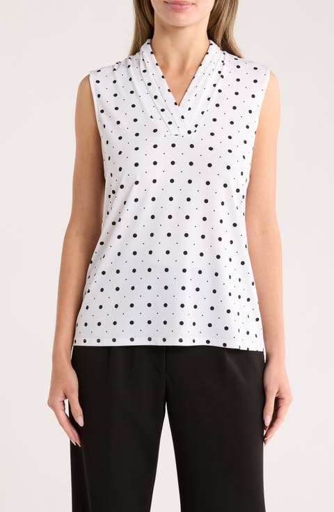 Pleated Neck Sleeveless Top