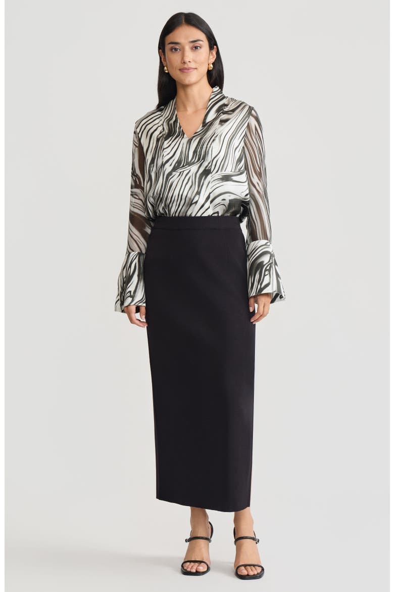 Marble Print Silk Tunic, Main, color, Black/White