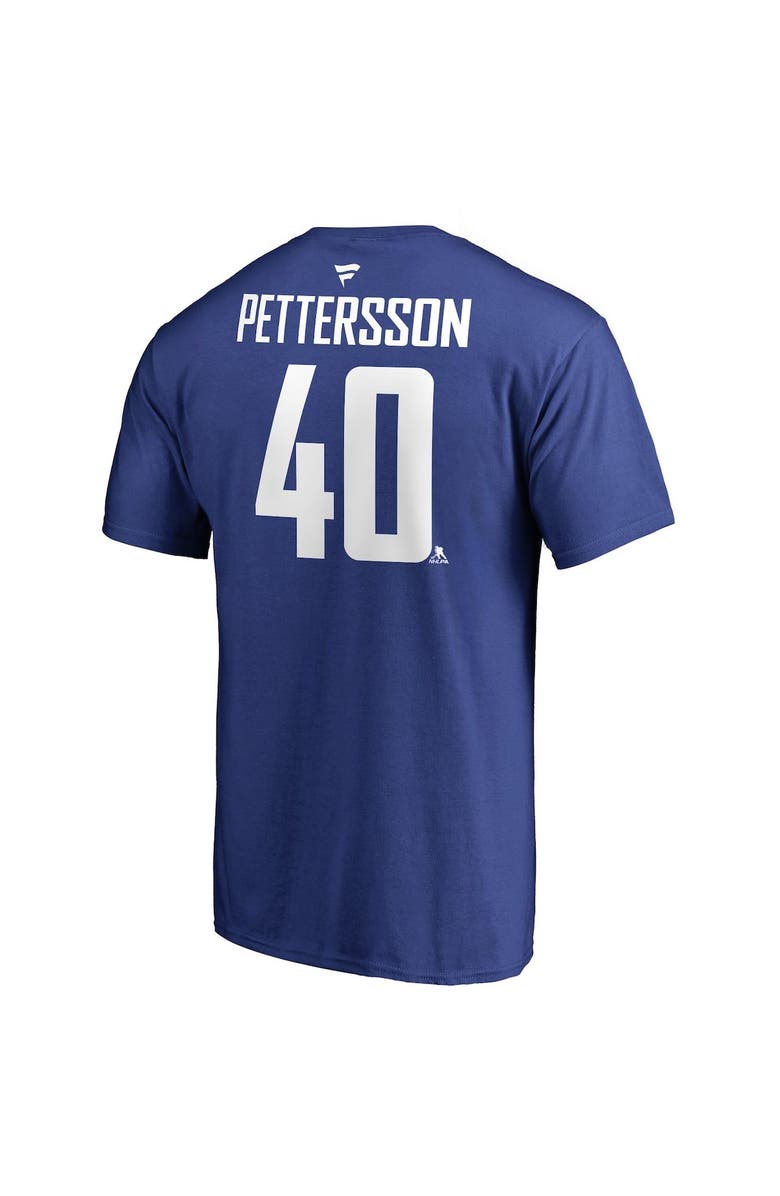 FANATICS Men's Fanatics Branded Elias Pettersson Blue Vancouver Canucks Team Authentic Stack Name & Number T-Shirt, Alternate, color, Blue
