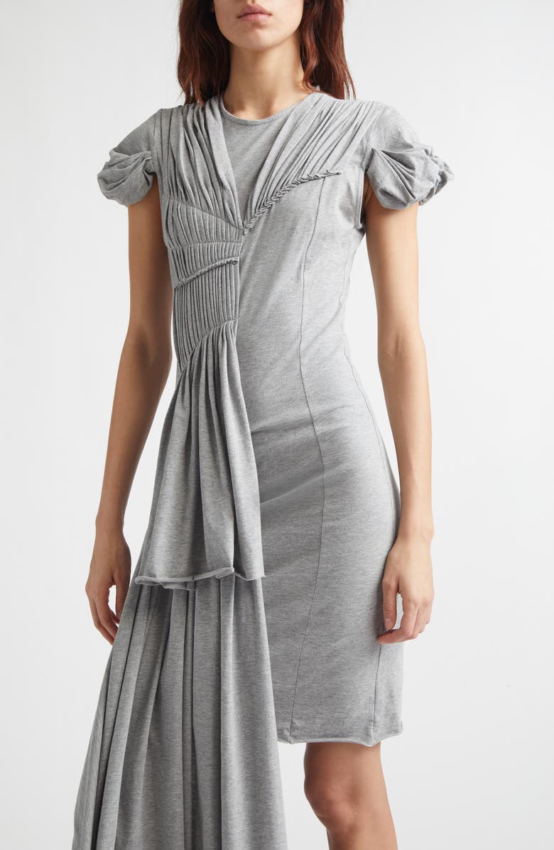 JULIE KEGELS Draped Cotton Jersey Dress, Alternate, color, Grey