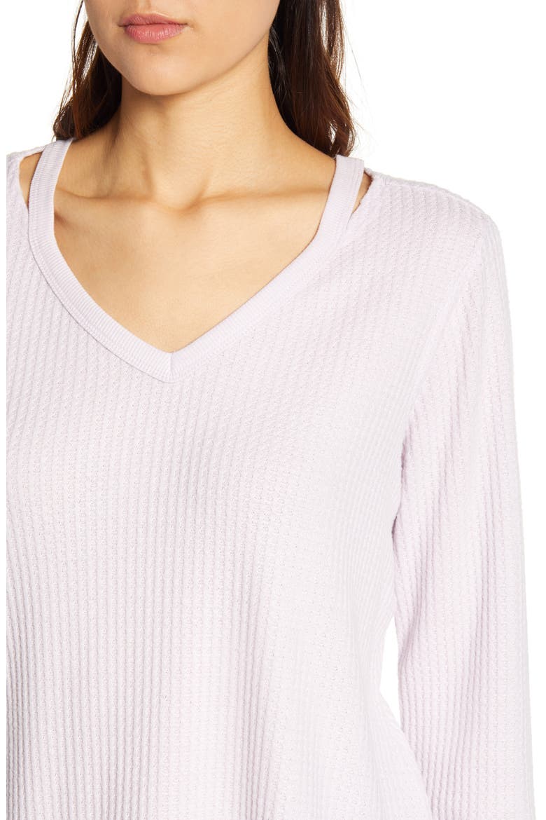 Shoulder Slit Thermal Knit Top (Nordstrom Exclusive), Alternate, color, SHEER LILAC