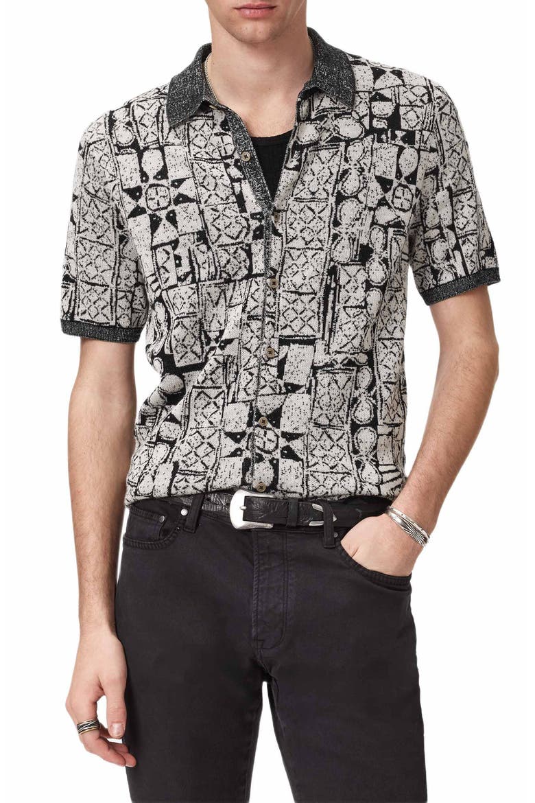 Ferrin Short Sleeve Cardigan, Main, color, BLACK/ WHITE
