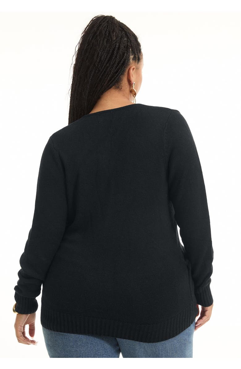 June + Vie Wrap-Front Cardigan, Alternate, color, Black