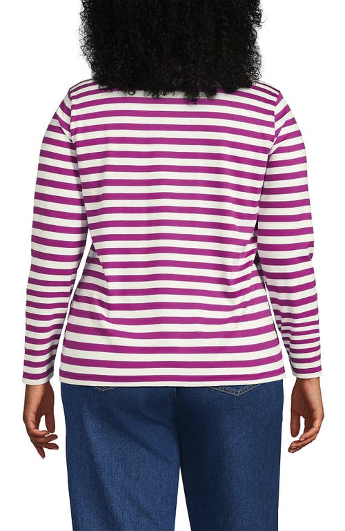 Lands' End Plus Size Relaxed Supima Cotton Long Sleeve Crew Neck T-shirt In Purple