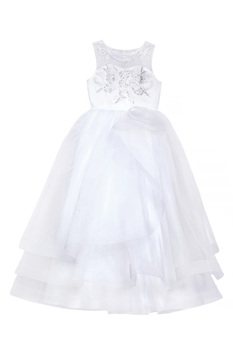 Us Angels Kids' Embroidered Organza Communion Dress, Main, color, 