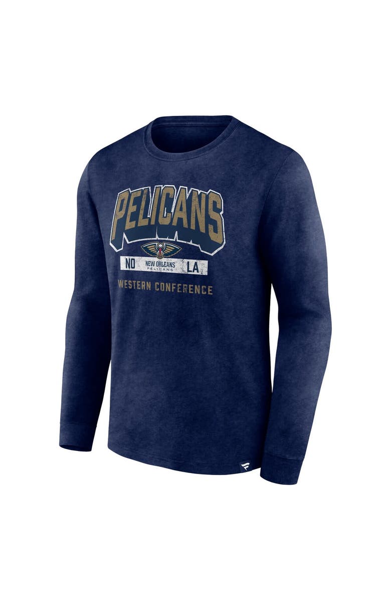 FANATICS Men's Fanatics Branded Heather Navy New Orleans Pelicans Front Court Press Snow Wash Long Sleeve T-Shirt, Alternate, color, 