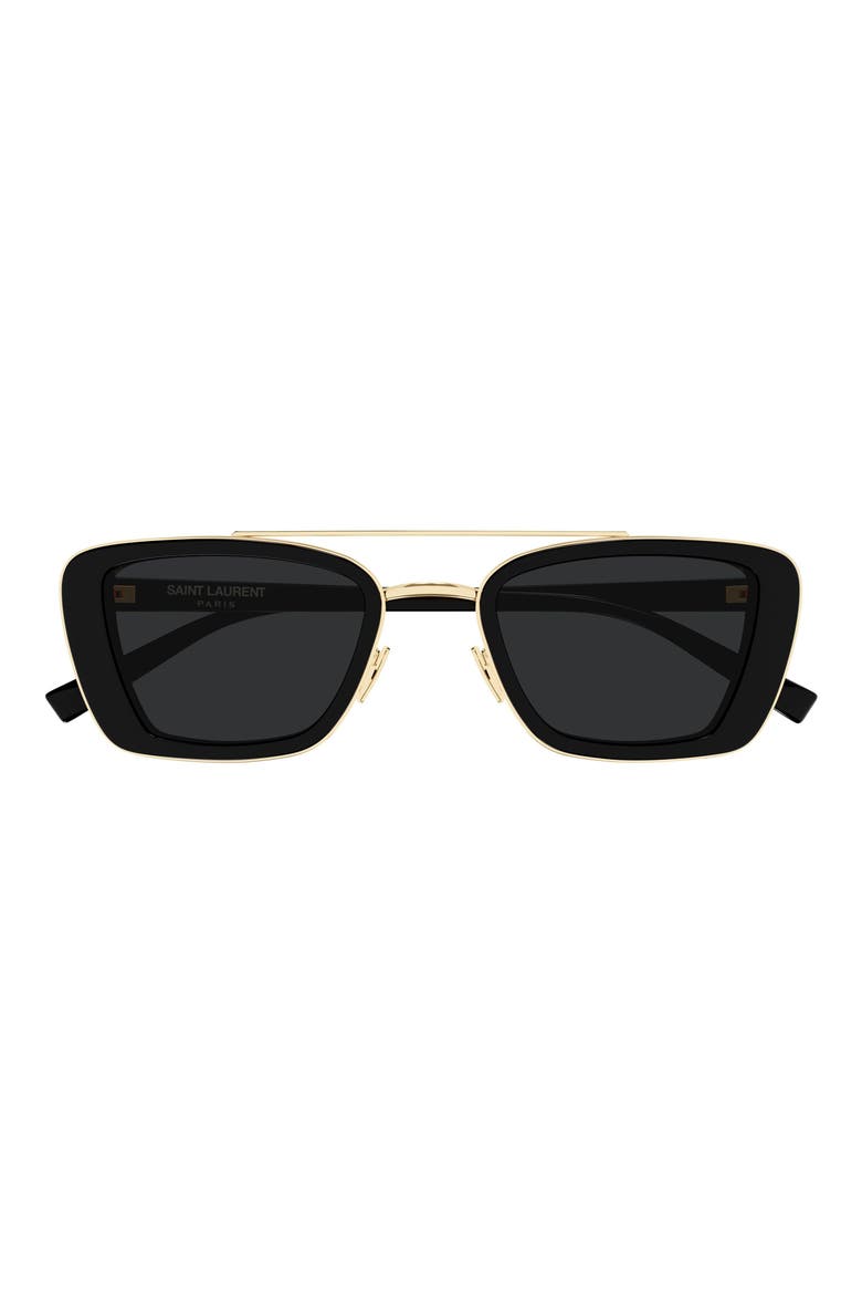 50mm Rectangular Sunglasses, Main, color, BLACK