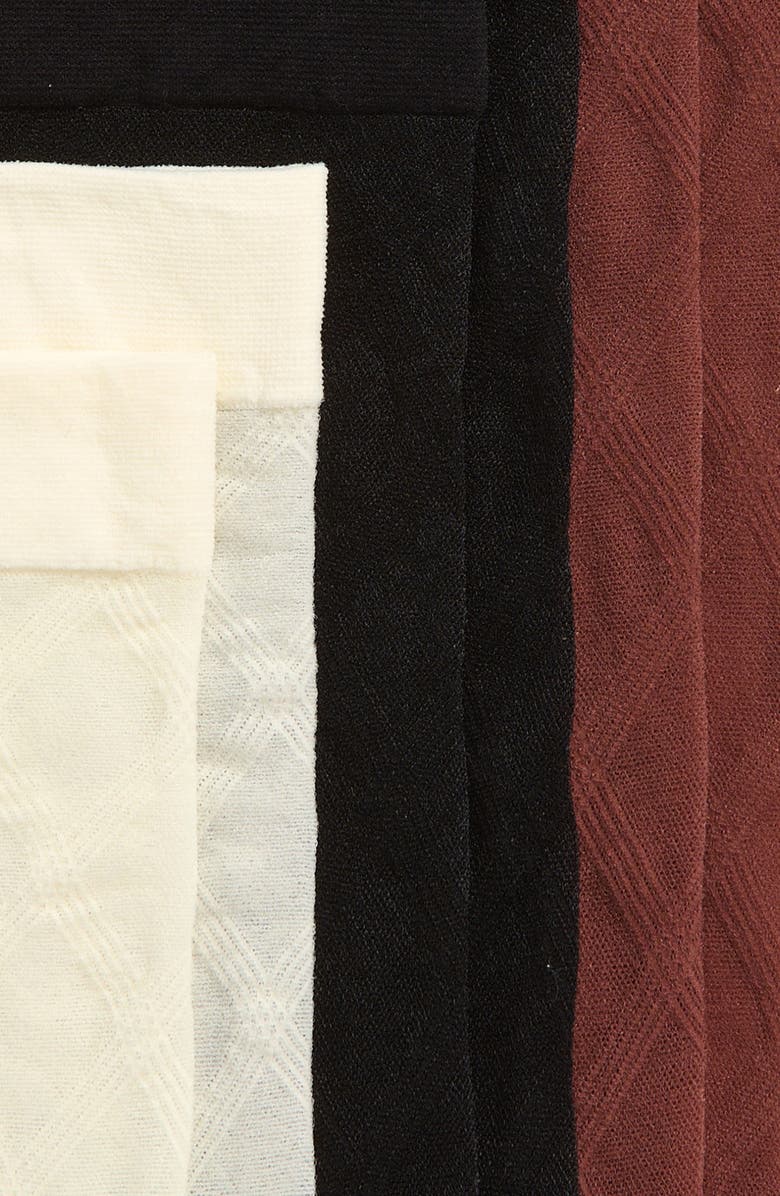 Nordstrom 3-Pack Sheer Diamond Ankle Socks, Alternate, color, Black- Ivory- Brown