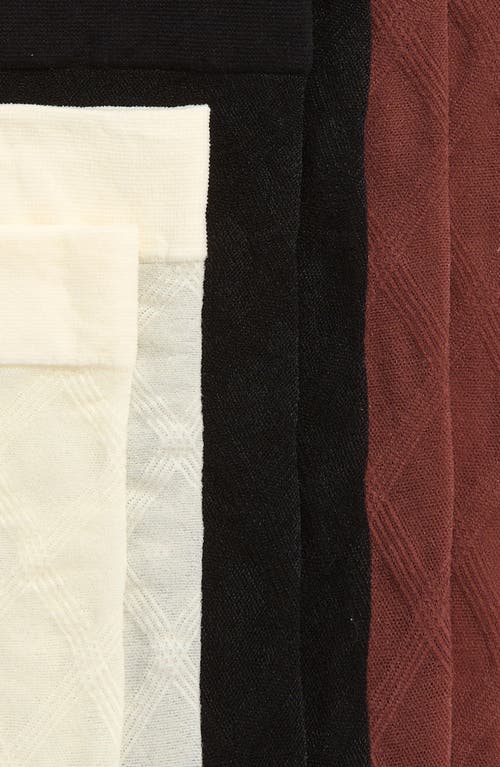 Nordstrom 3-pack Sheer Diamond Ankle Socks In Brown