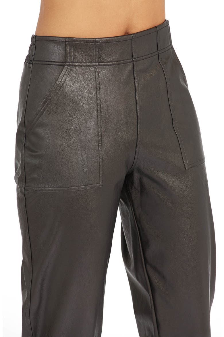 Faux Leather Jogger Pants, Alternate, color, NOIR BLACK