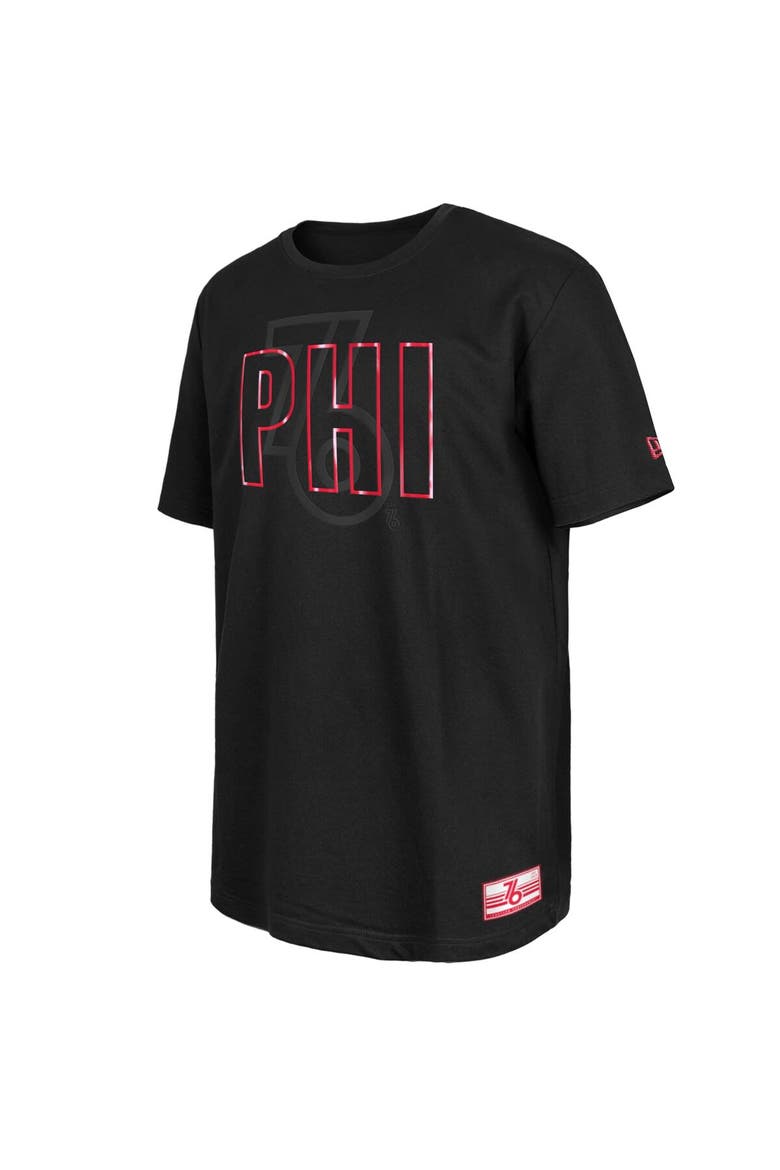 Men's New Era Black Philadelphia 76ers 2023/24 City Edition Elite Pack T-Shirt, Alternate, color, Black