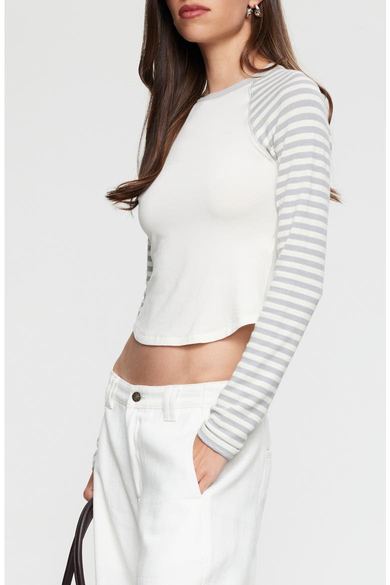 Bloom Striped Baseball T-Shirt, Alternate, color, VANILLA CLOUD STRIPE