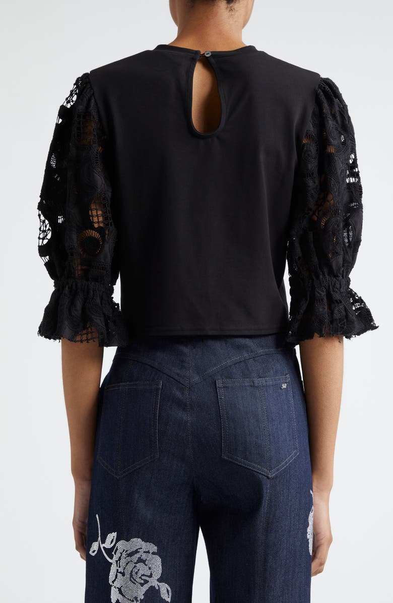 Cinq à Sept Mixed Media Puff Sleeve T-Shirt, Alternate, color, 