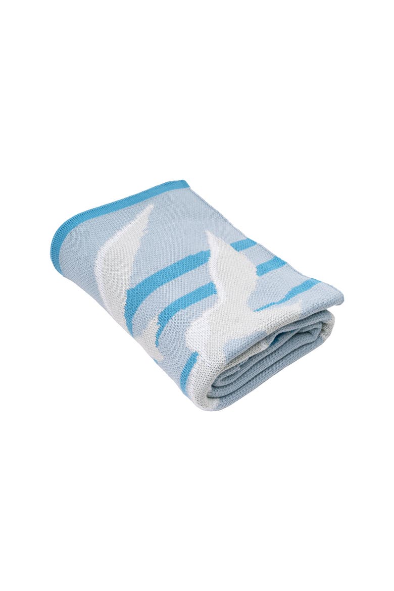 Seagulls in Flight Knit Throw Blanket, Main, color, Blue