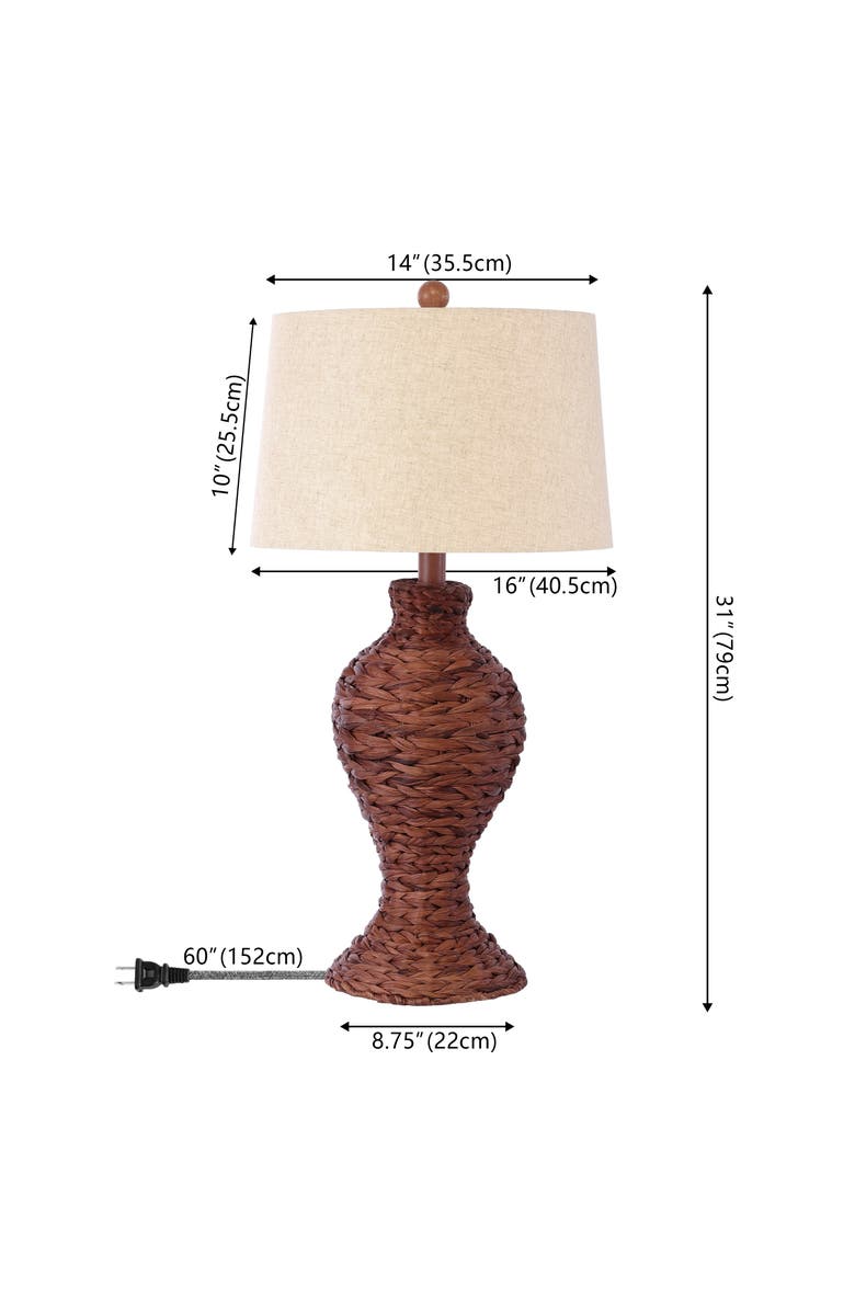 JONATHAN Y Elicia 31" 1-Light Coastal Cottage Water Hyacinth Weave LED Table Lamp, Alternate, color, Dark Brown