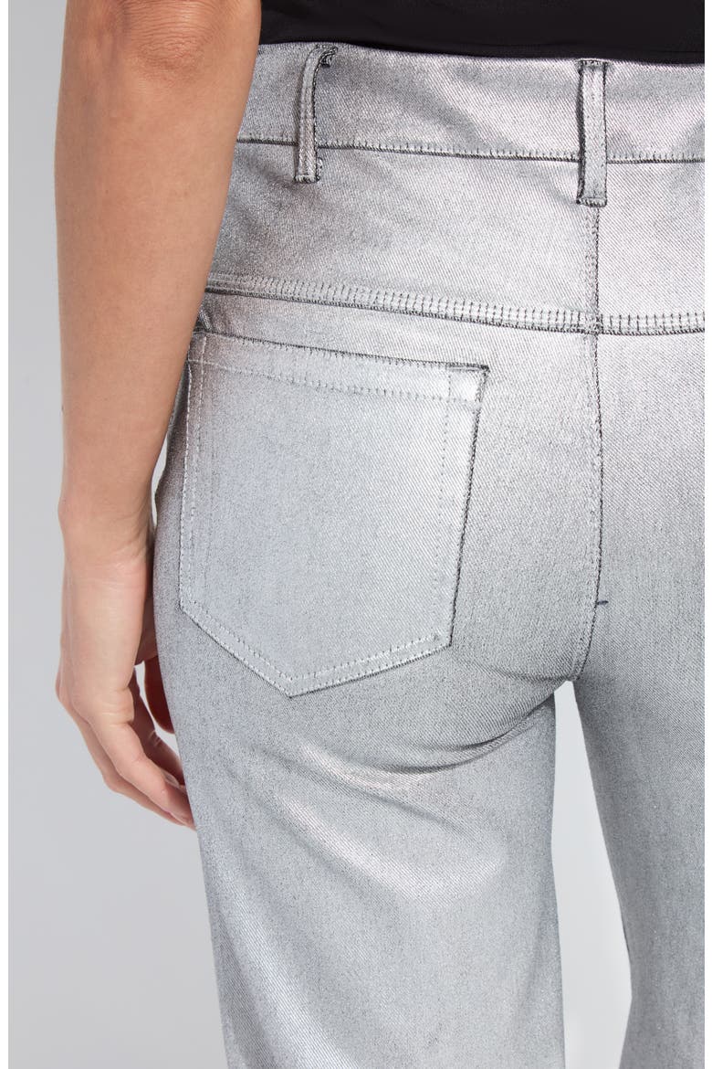 Metallic Coated High Waist Wide Leg Pull-On Jeans, Alternate, color, METALLIC SILVER