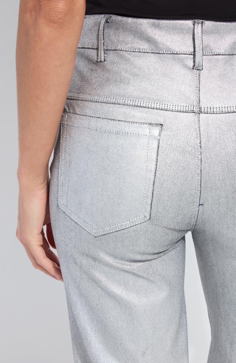 Lysse Metallic Coated High Waist Wide Leg Pull-On Jeans, Alternate, color, Metallic Silver