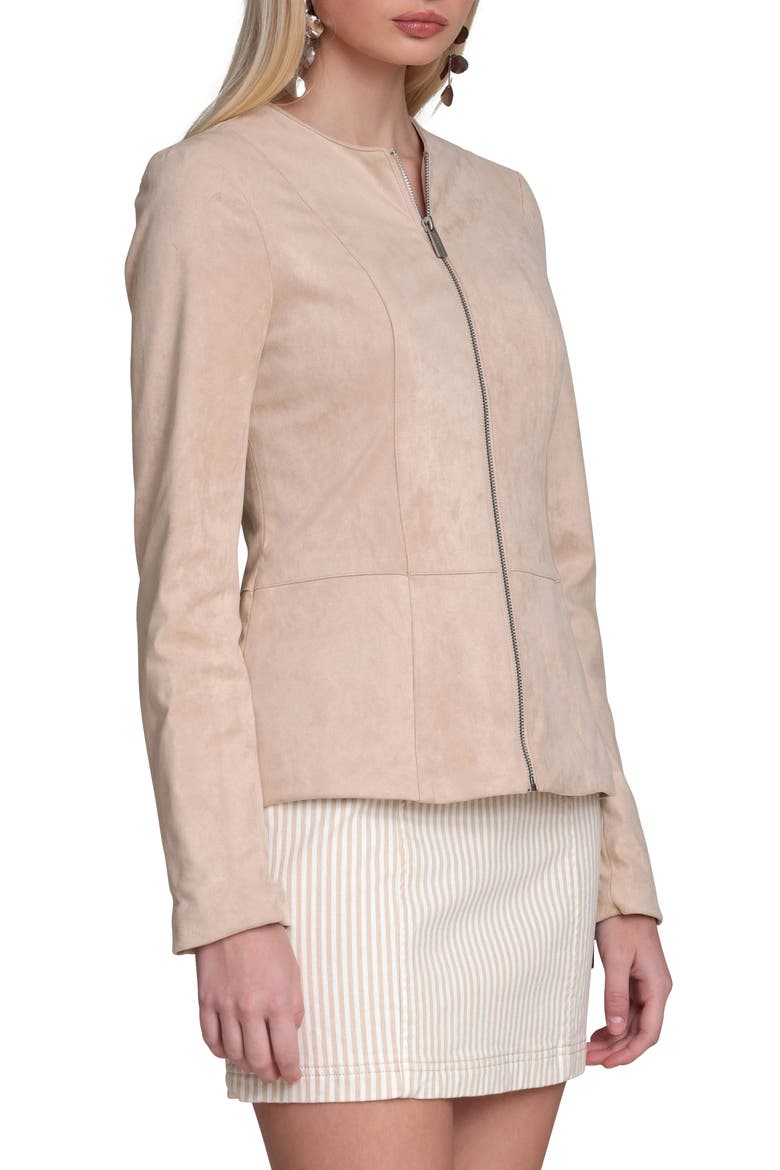 Peplum Faux Suede Jacket, Alternate, color, OAT