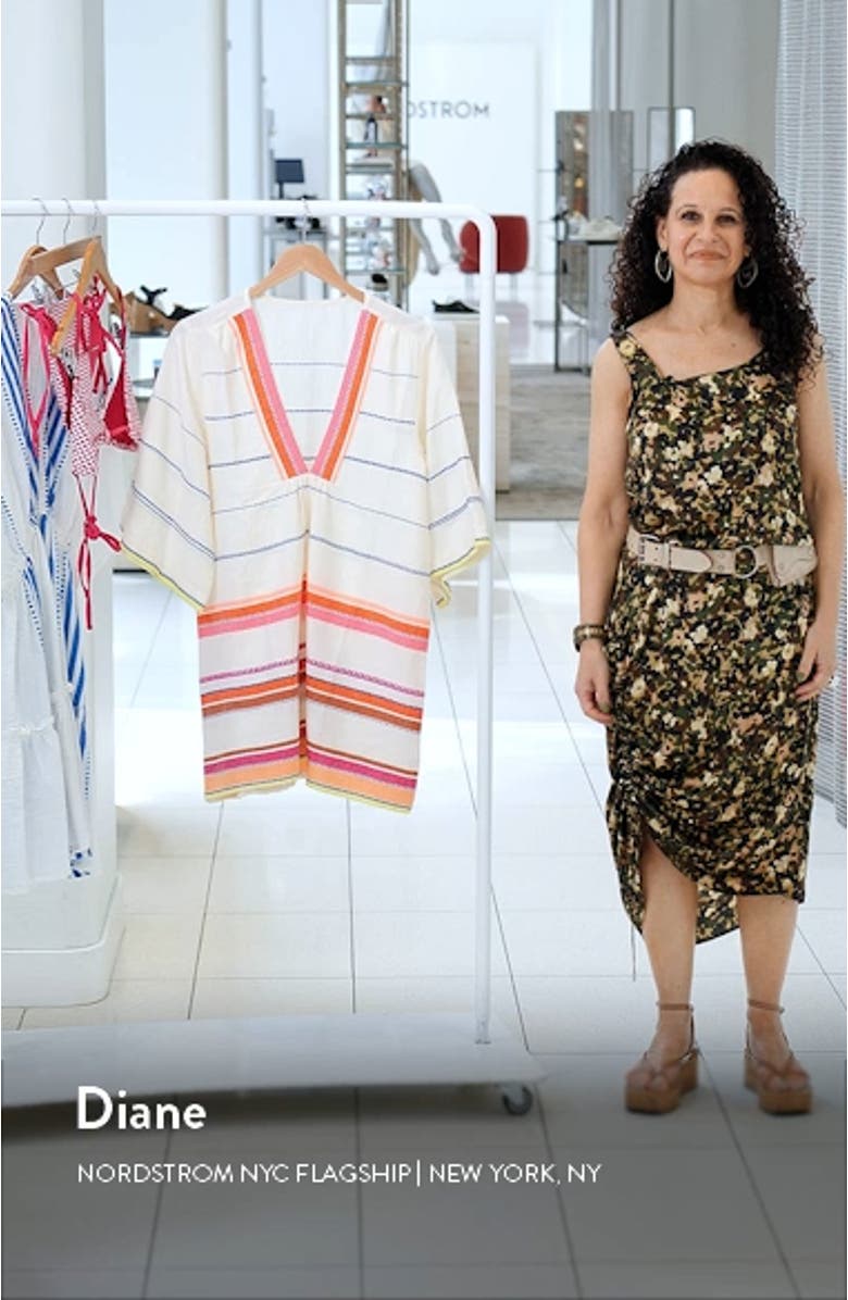 Belkis Mixed Stripe Cotton Blend Cover-Up Dress, sales video thumbnail