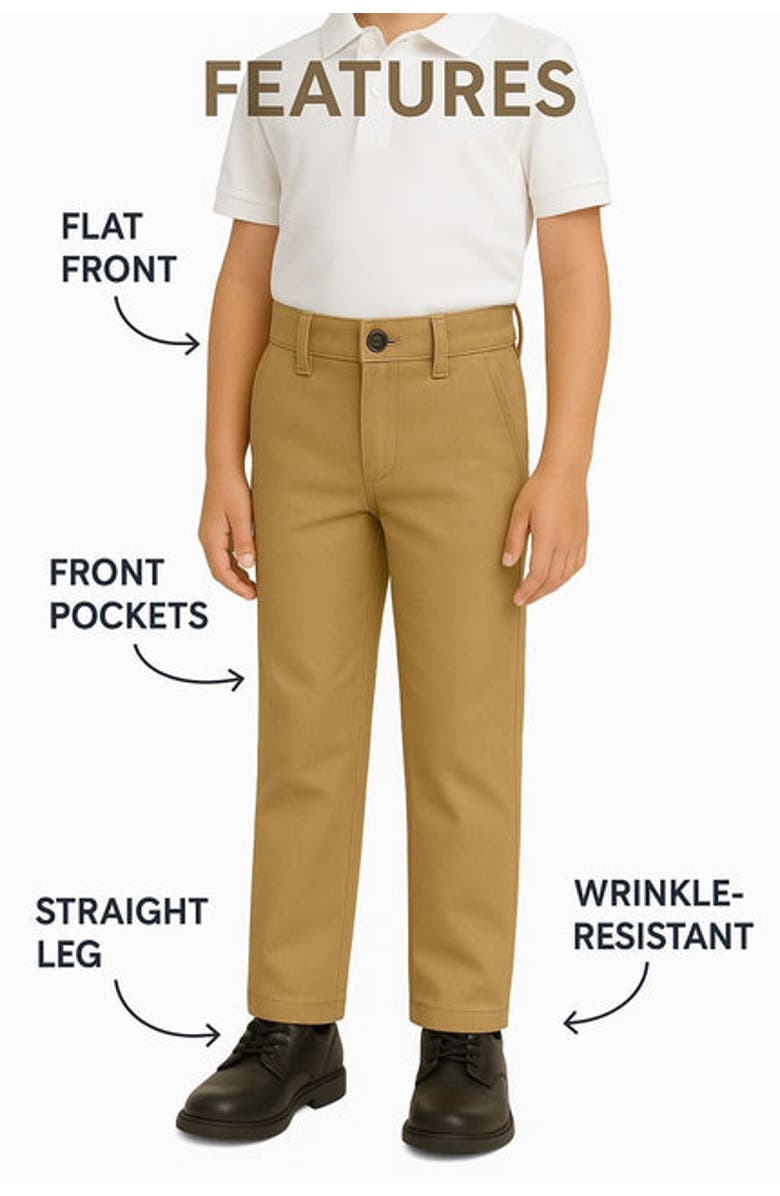 BenBen Kids Back To School Khaki Chinos Slight Stretch, Alternate, color, 
