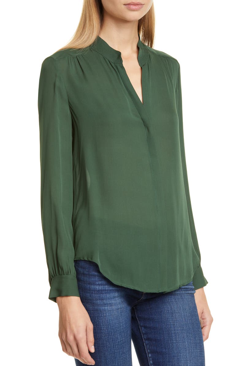 L'AGENCE LAGENCE Bianca Band Collar Silk Blouse, Alternate, color, 