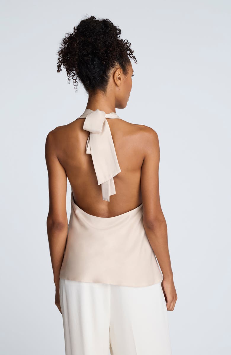 Kenneth Cole Crossover Tie Back Halter Blouse, Alternate, color, Tanline
