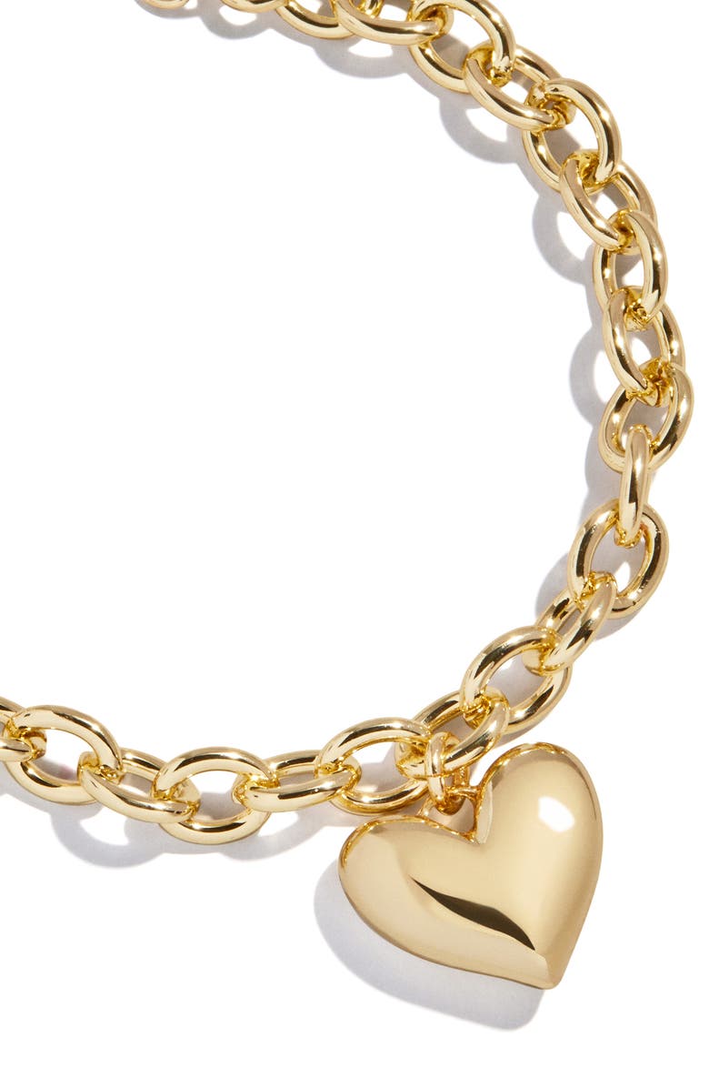 BaubleBar Millie Heart Charm Bracelet, Alternate, color, Gold