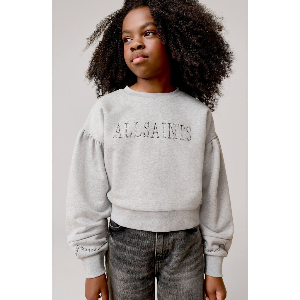Smallsaints By Allsaints Kids' Logo Embellished Graphic Sweatshirt In Grey