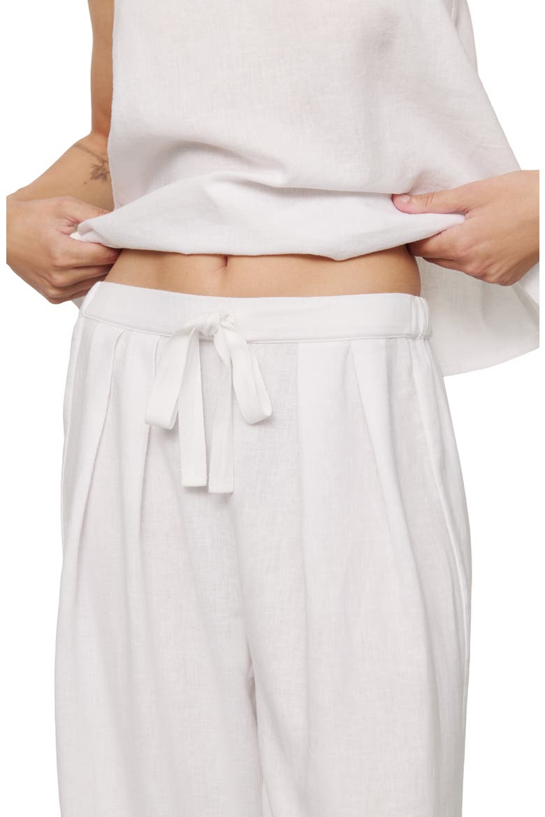 Linen Blend Drawstring Lounge Pants, Alternate, color, WHITE