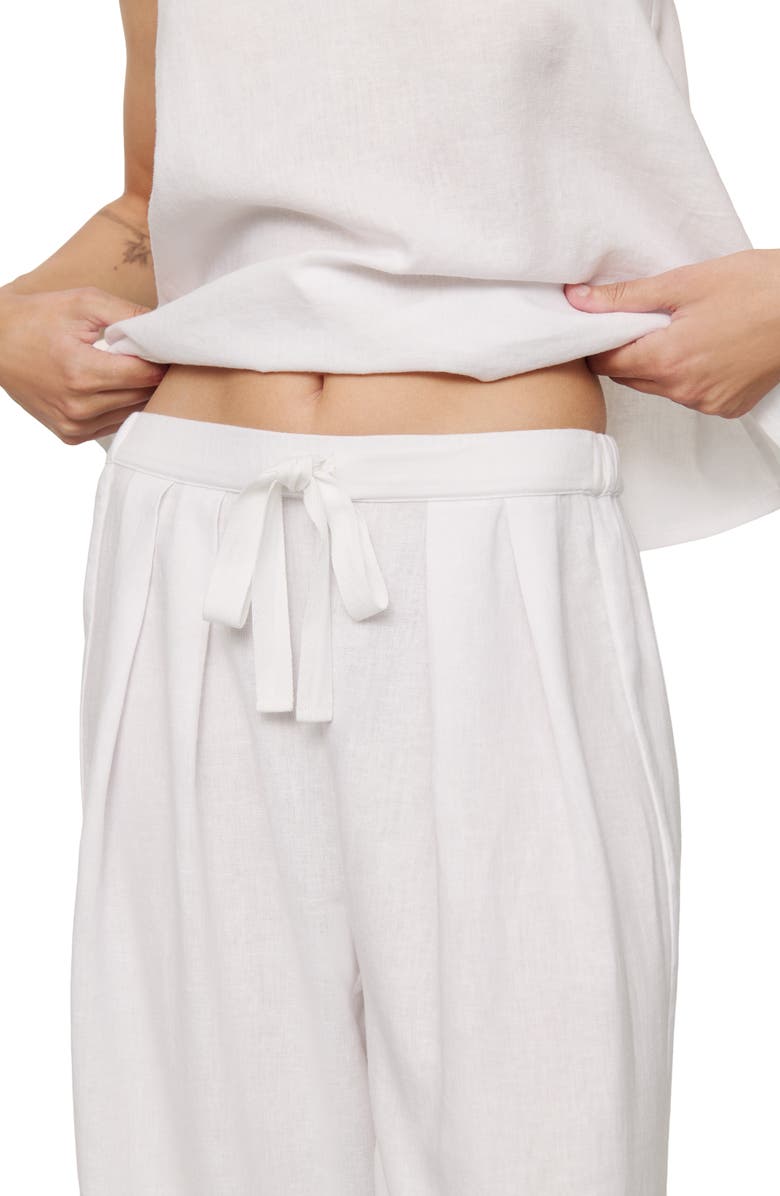 Eberjey Linen Blend Drawstring Lounge Pants, Alternate, color, White