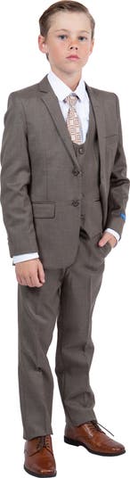 Kids' Cocoa Five-Piece Sharkskin Suit